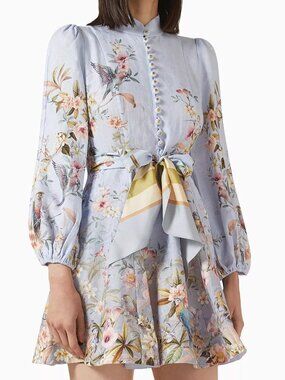 Zimmermann Rebellion Button Mini Dress in Linen